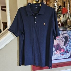 Classic Fit Blue Cotton Golf Shirt Polo Ralph Lauren Shirt Sleeve Size Large